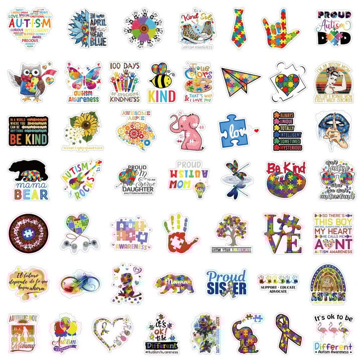 50pcs Autism Stickers Autism Awareness Scrapbook Waterproof Pvc Creative Phone Laptop Diy Car Decal Stickers Kids Toys