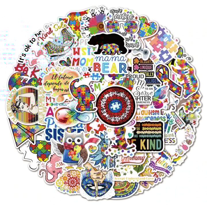 50pcs Autism Stickers Autism Awareness Scrapbook Waterproof Pvc Creative Phone Laptop Diy Car Decal Stickers Kids Toys