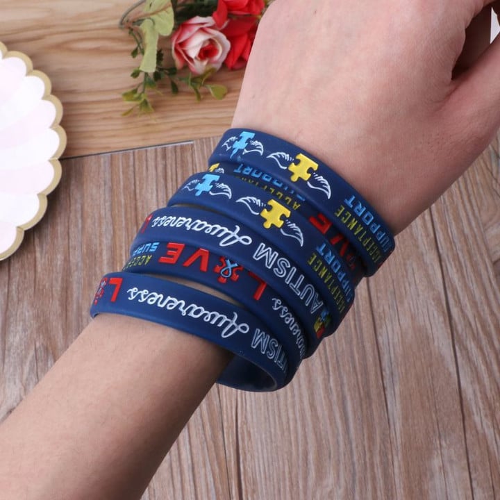 Pack Of 6 Autism Awareness Inspirational Silicone Wristbands Bracelets
