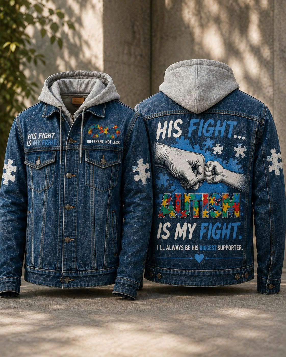 Autism His Fight Is My Fight Hooded Jeans