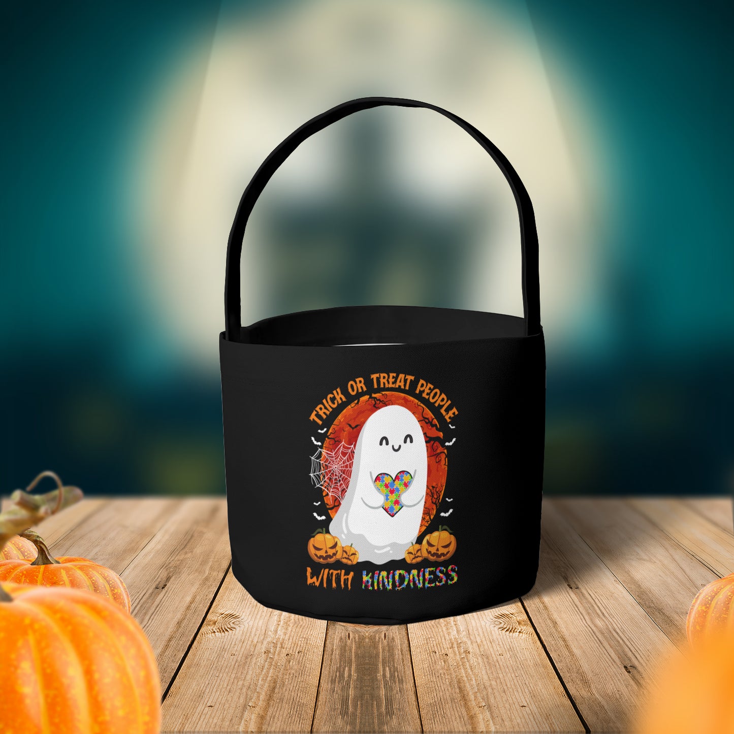 Autism Trick Or Treat People With Kindness Fabric Basket