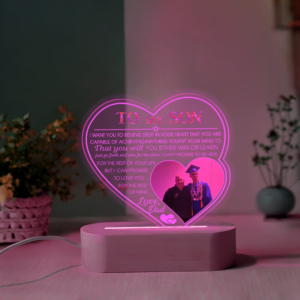 Custom 3D Multicolor Led Light Autism To My Son Wooden Base