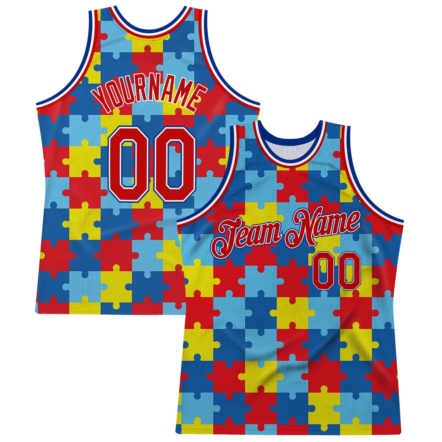 Custom Autism Awareness Puzzle Pieces 3D Baseball Jersey