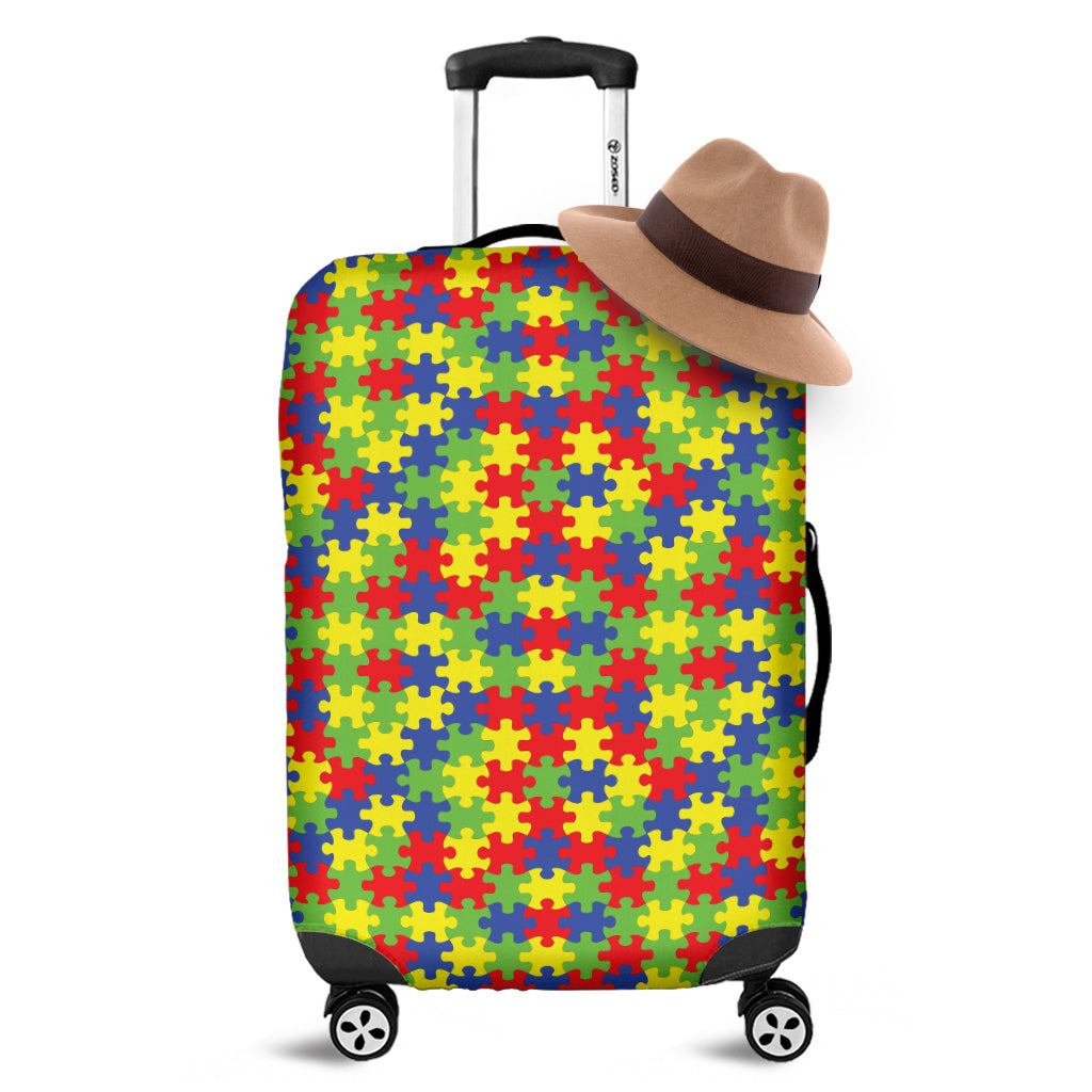 Autism Awareness Puzzle Travel Luggage Cover Washable Elastic Suitcase Protector
