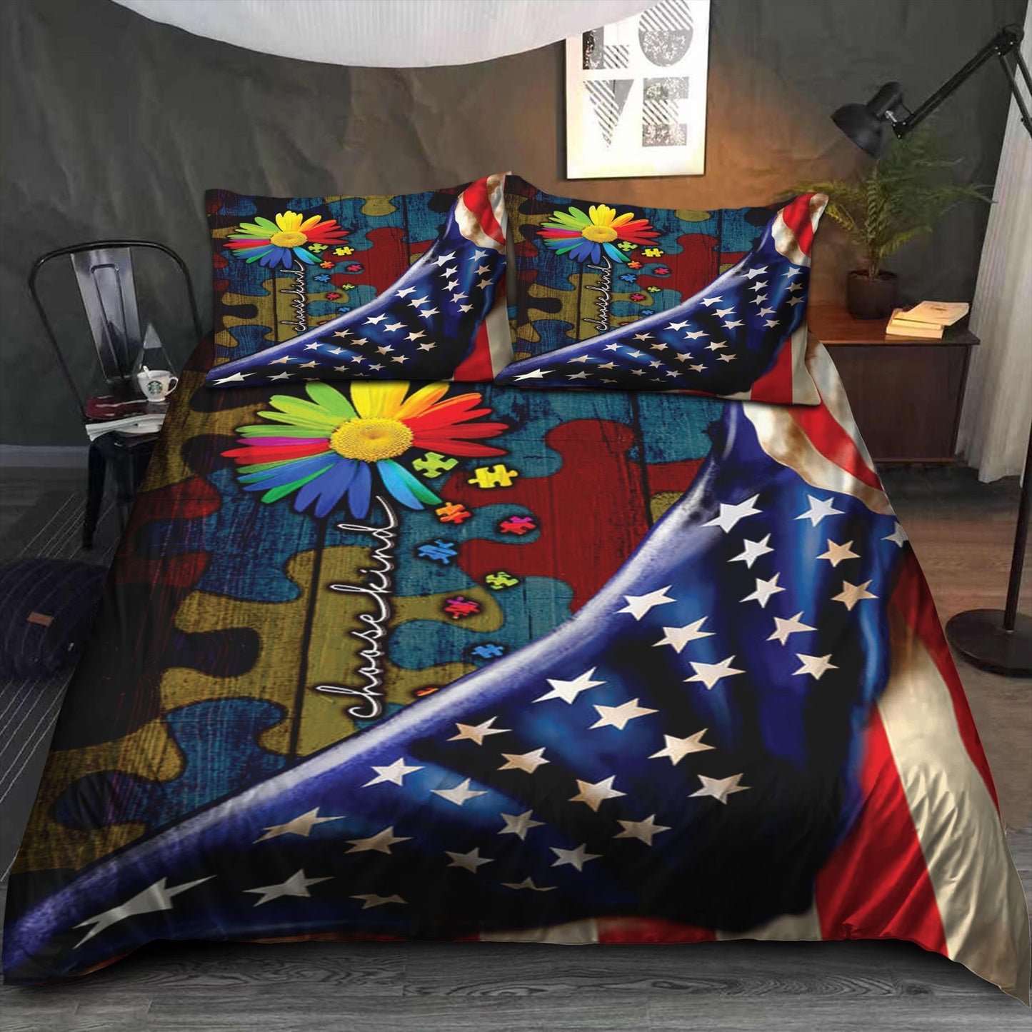 Autism Quilt Bedding Set : Autism Flag