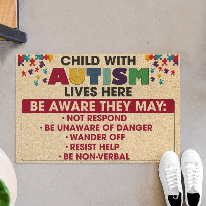 Child With Autism Lives Here Autism Doormat