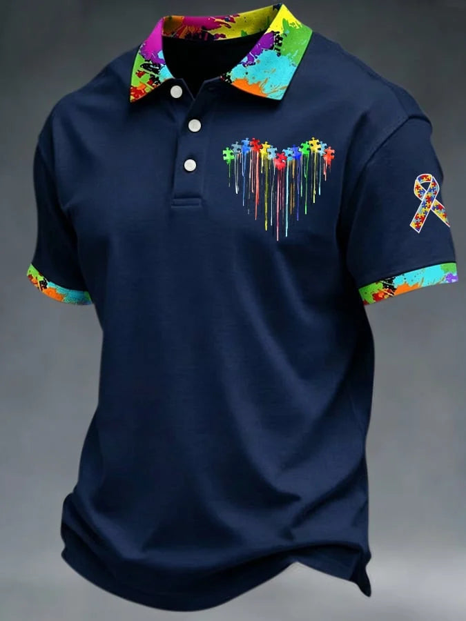 Autism Awareness Puzzle Piece Polo Shirt Fathering Autism Merch Gifts For Husband