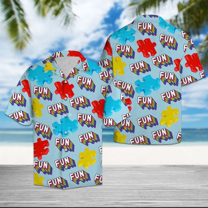 Autism Fun Summer Autism Aloha Hawaiian Shirt