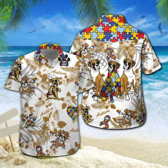 Boxer Autism Aloha Hawaiian Shirt