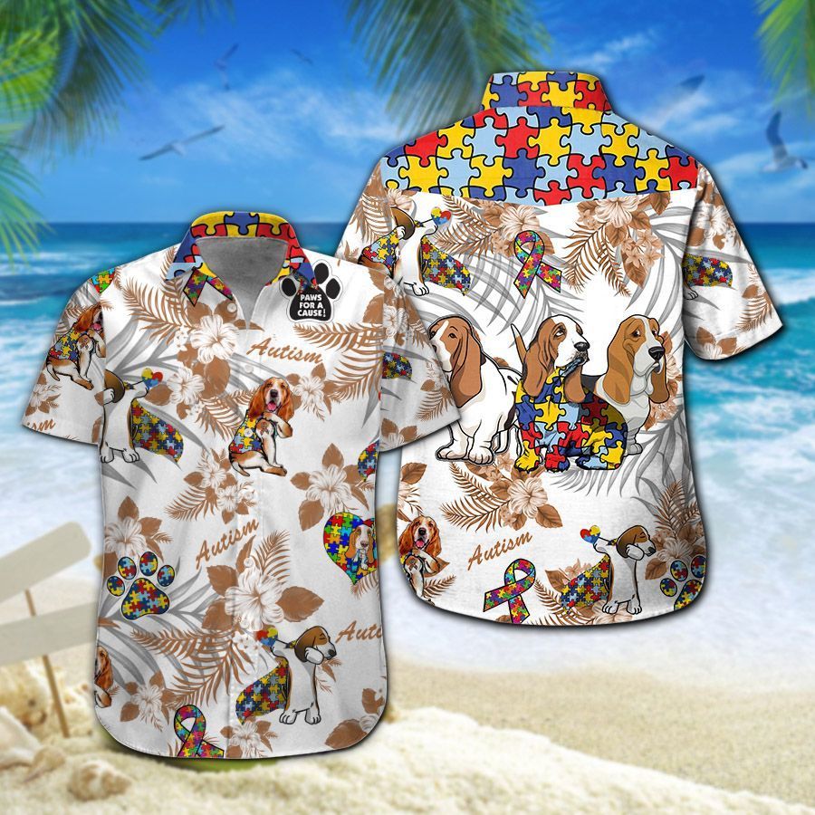Basset Hound Autism Aloha Hawaiian Shirt