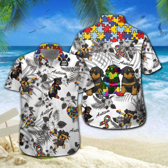 Rottweiler Autism Aloha Hawaiian Shirt