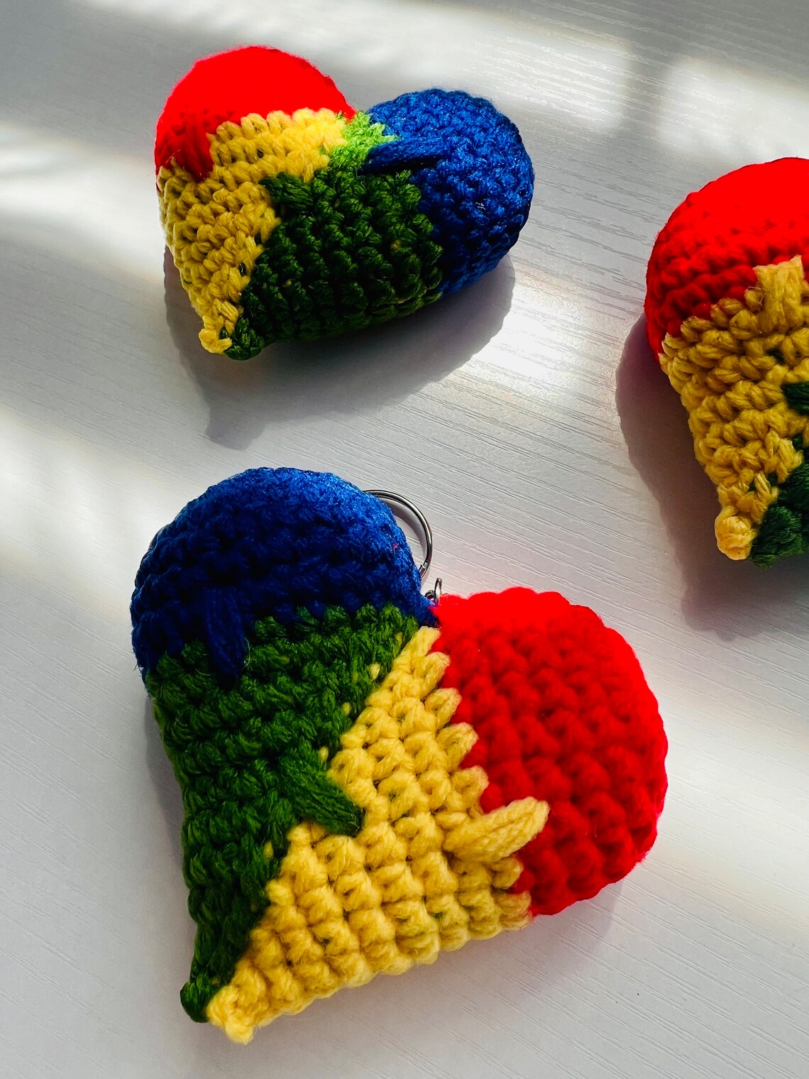 Autism Awareness Crochet Wool Yarn Keychain