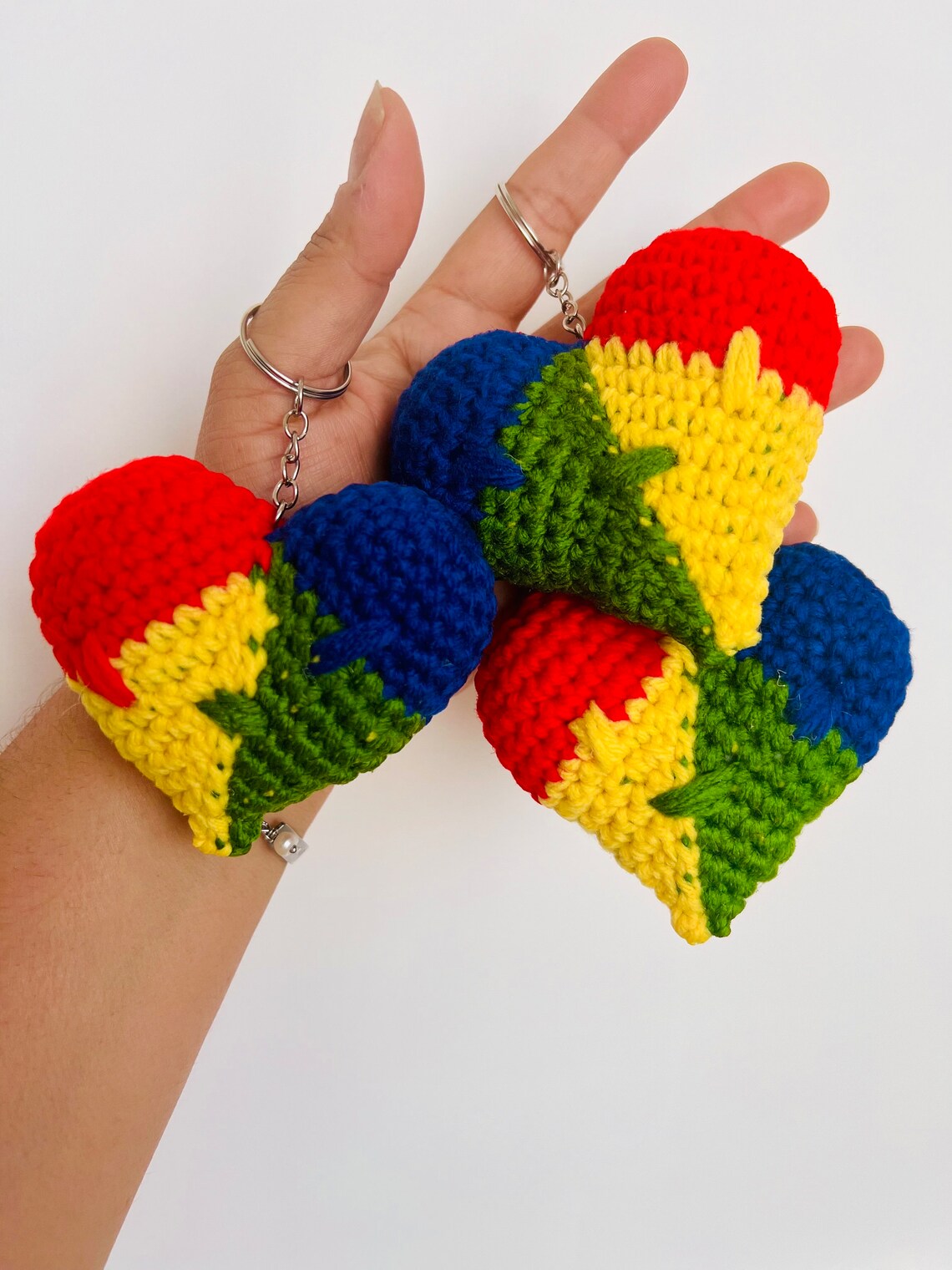 Autism Awareness Crochet Wool Yarn Keychain