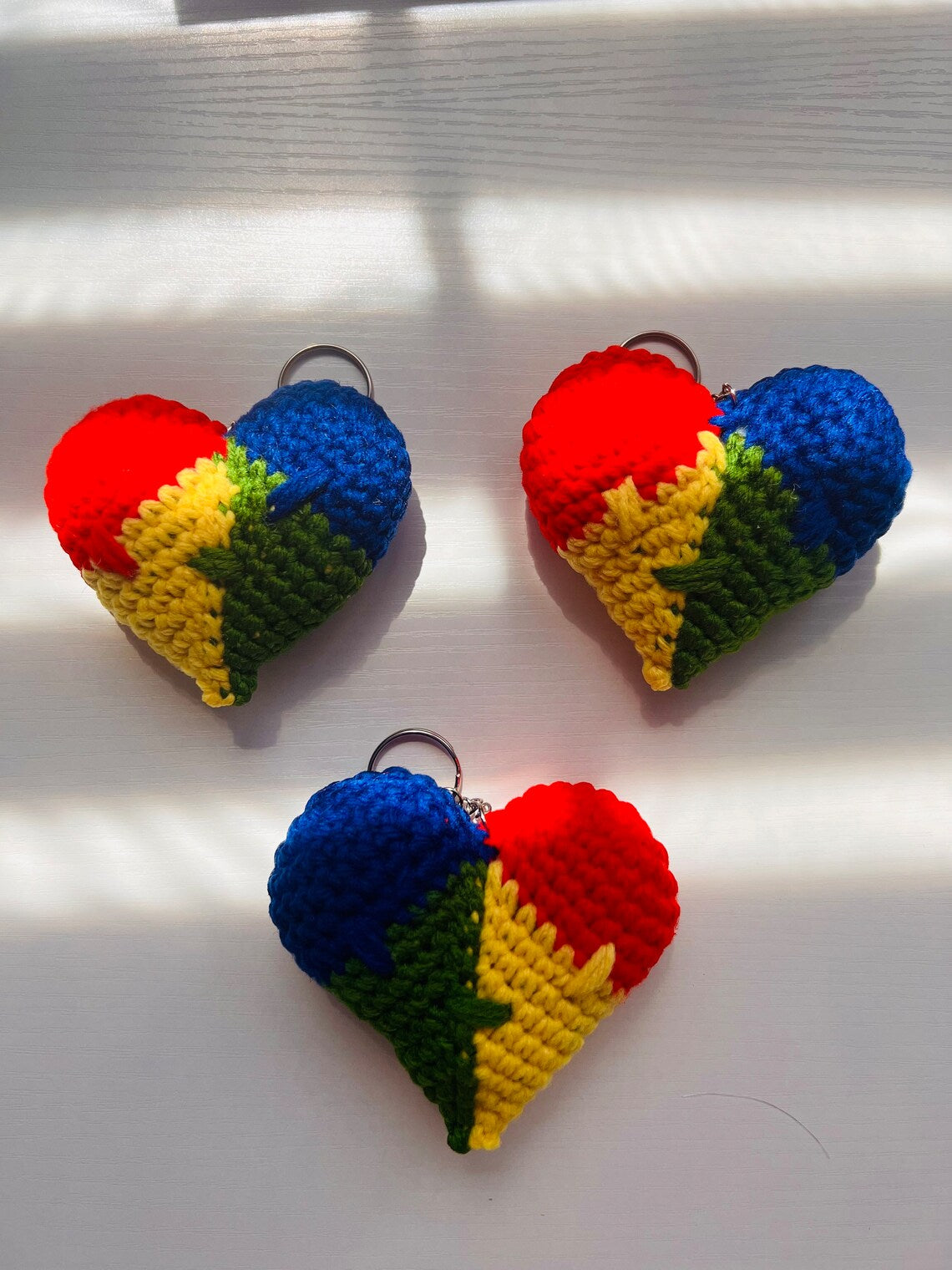 Autism Awareness Crochet Wool Yarn Keychain