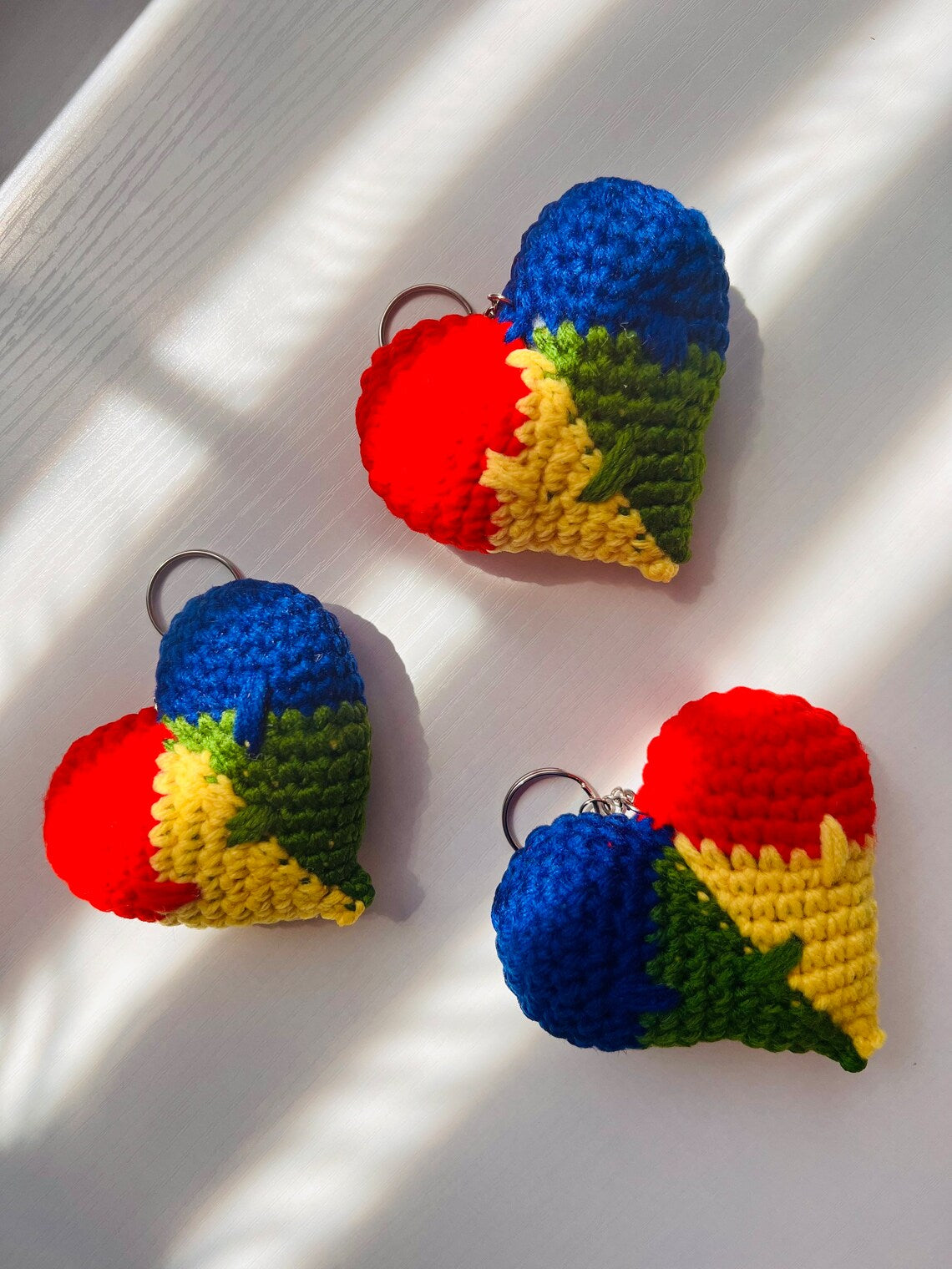 Autism Awareness Crochet Wool Yarn Keychain