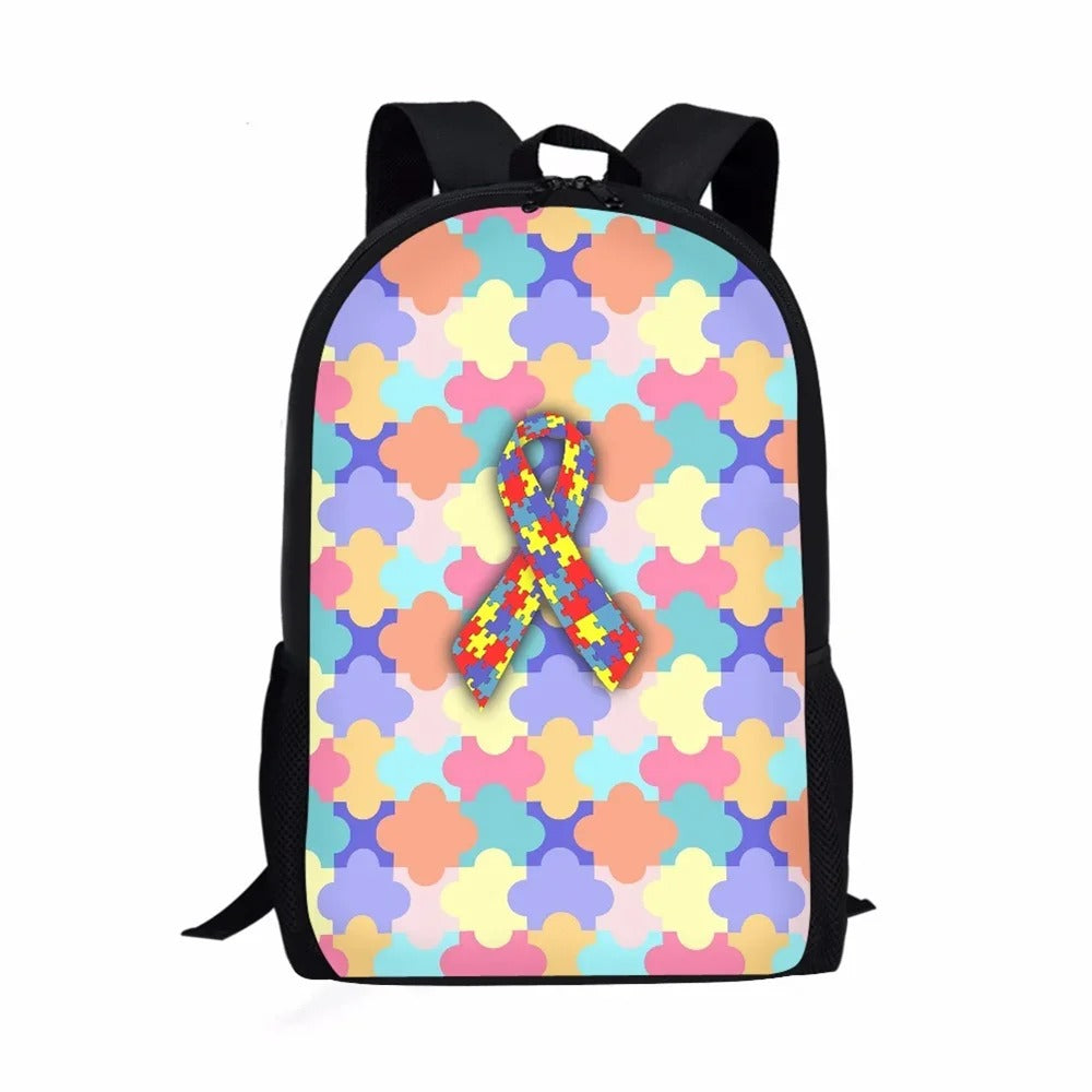 Autism Awareness Day Print Casual Informal Travel Youth Students Girls Boys School Supplies Backpacks Daily Storage Rucksack