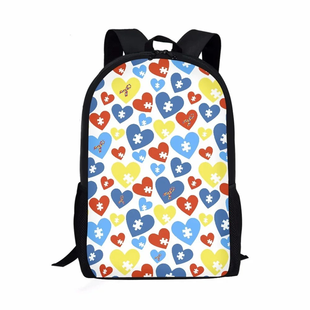 Autism Awareness Day Print Casual Informal Travel Youth Students Girls Boys School Supplies Backpacks Daily Storage Rucksack