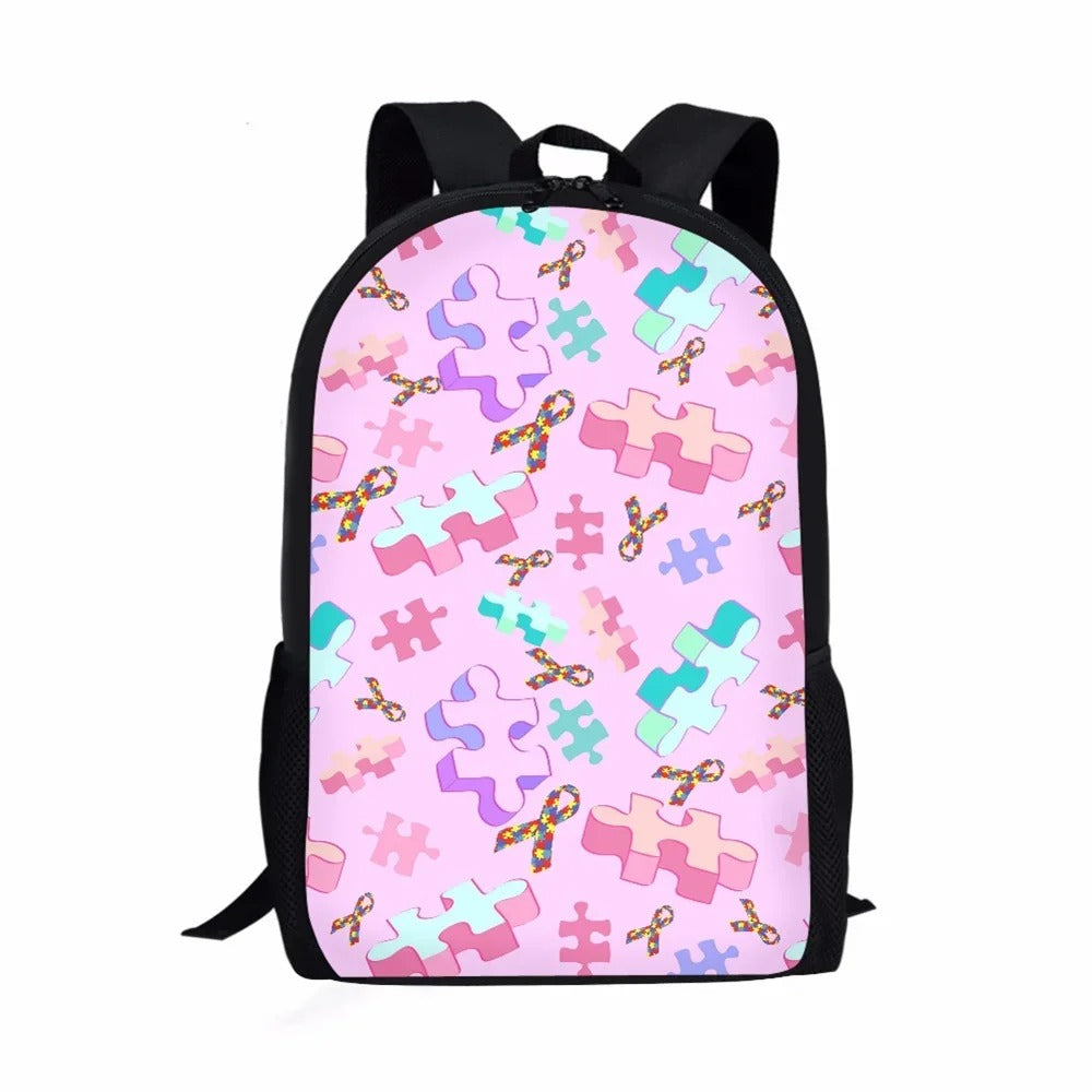 Autism Awareness Day Print Casual Informal Travel Youth Students Girls Boys School Supplies Backpacks Daily Storage Rucksack