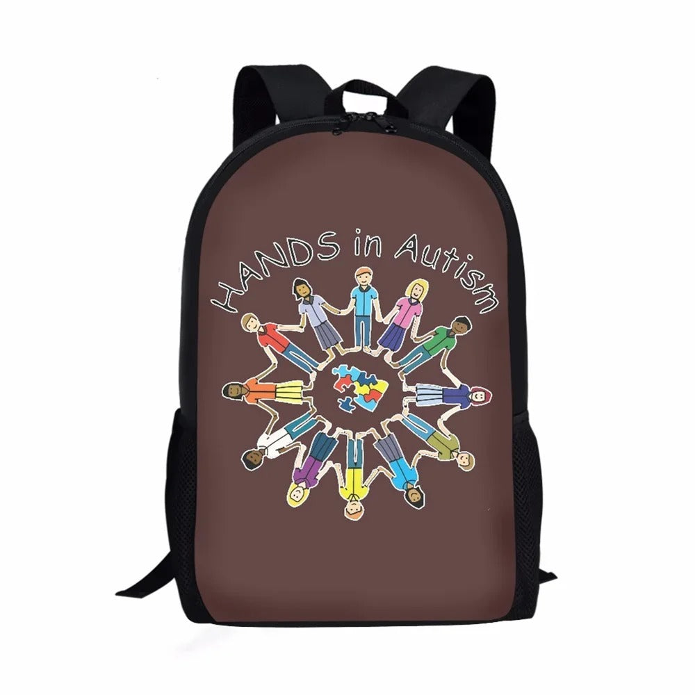 Autism Awareness Day Print Casual Informal Travel Youth Students Girls Boys School Supplies Backpacks Daily Storage Rucksack