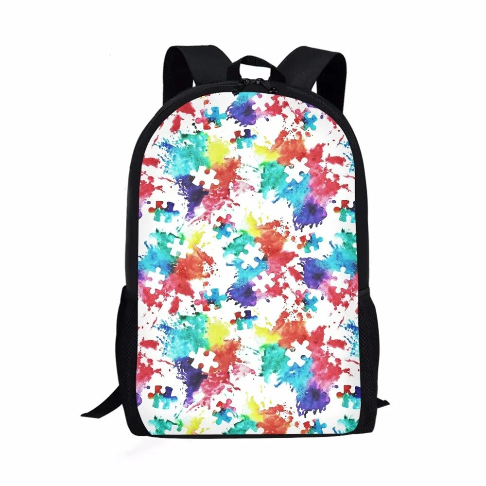 Autism Awareness Day Print Casual Informal Travel Youth Students Girls Boys School Supplies Backpacks Daily Storage Rucksack