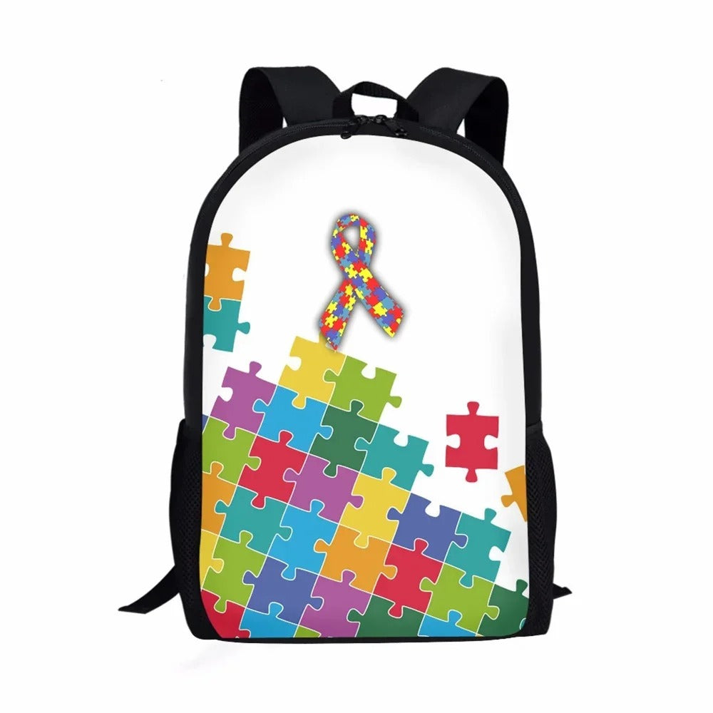 Autism Awareness Day Print Casual Informal Travel Youth Students Girls Boys School Supplies Backpacks Daily Storage Rucksack