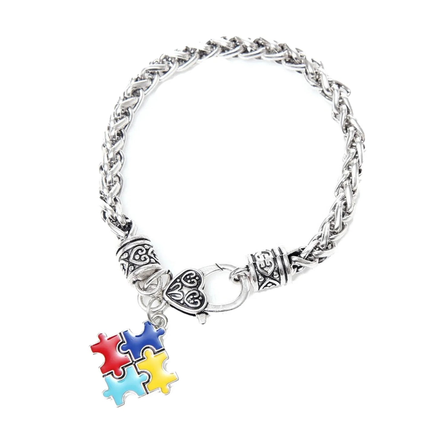 Charm Enamel Puzzle Autism Puzzle Small Bracelet Awareness Colorful Bracelets Sports Watch for Men