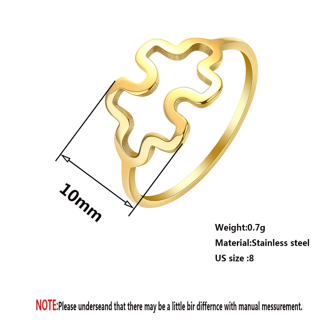 Dainty Ring Puzzle Ring Stainless Steel Autism Awareness