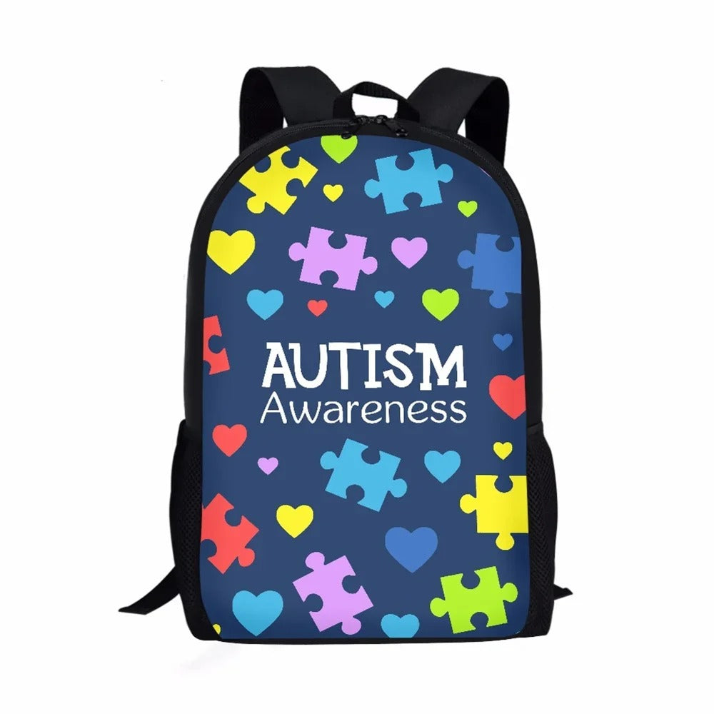 Autism Awareness Day Print Casual Informal Travel Youth Students Girls Boys School Supplies Backpacks Daily Storage Rucksack