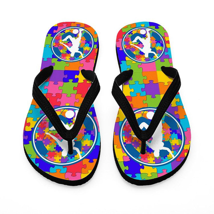 Autism Womens Soccer Team L Flip Flops