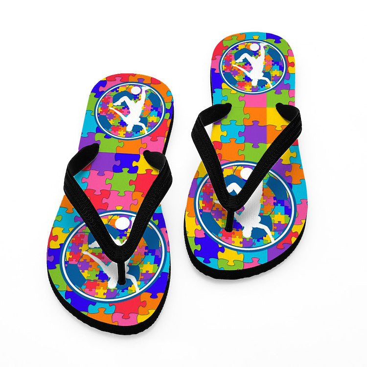 Autism Womens Soccer Team L Flip Flops