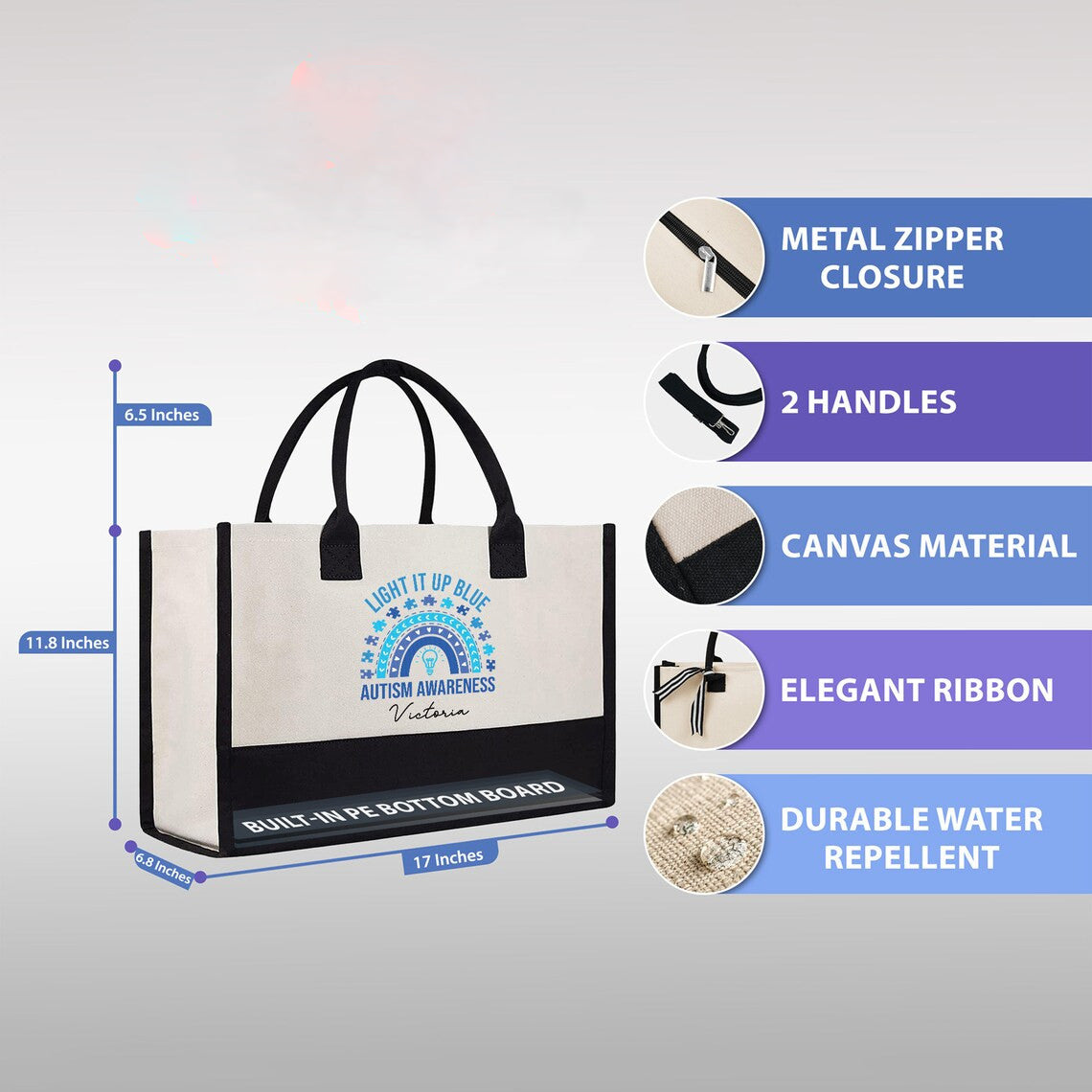 Custom Autism Awareness Bag, Autism Mom Tote Bag, Autism Month Gift, Autism Mom Gift, Mother's Day Gift, Special Ed Teacher,Teacher Tote Bag