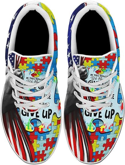 Autism Awareness in This House We We Never Give Up Lightweight Sneakers