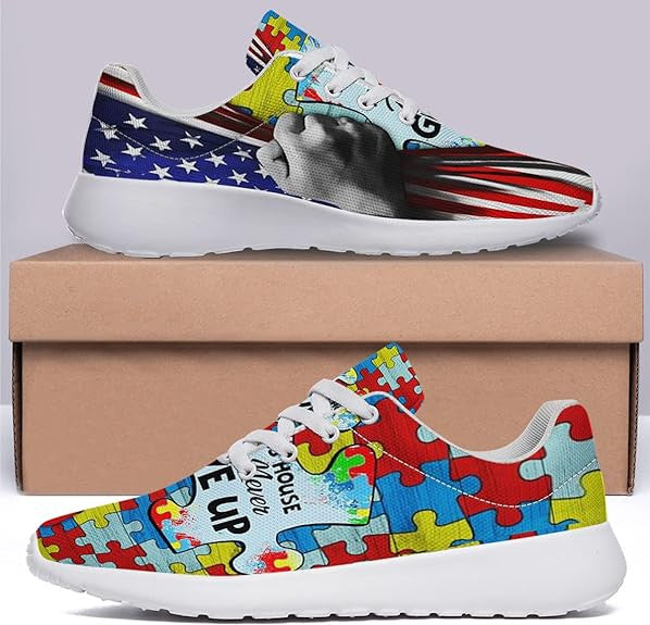 Autism Awareness in This House We We Never Give Up Lightweight Sneakers