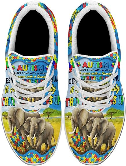 Autism Awareness Elephant Family Lightweight Sneakers