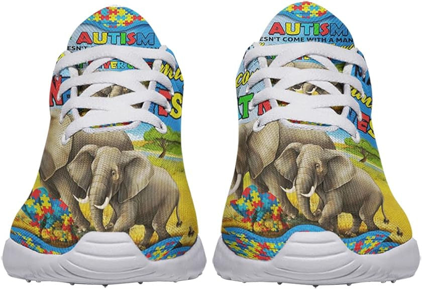 Autism Awareness Elephant Family Lightweight Sneakers