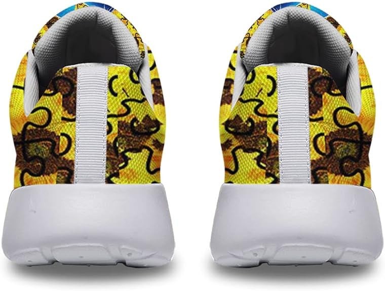 Autism Awareness Puzzle Piece Sunflower Lightweight Sneakers
