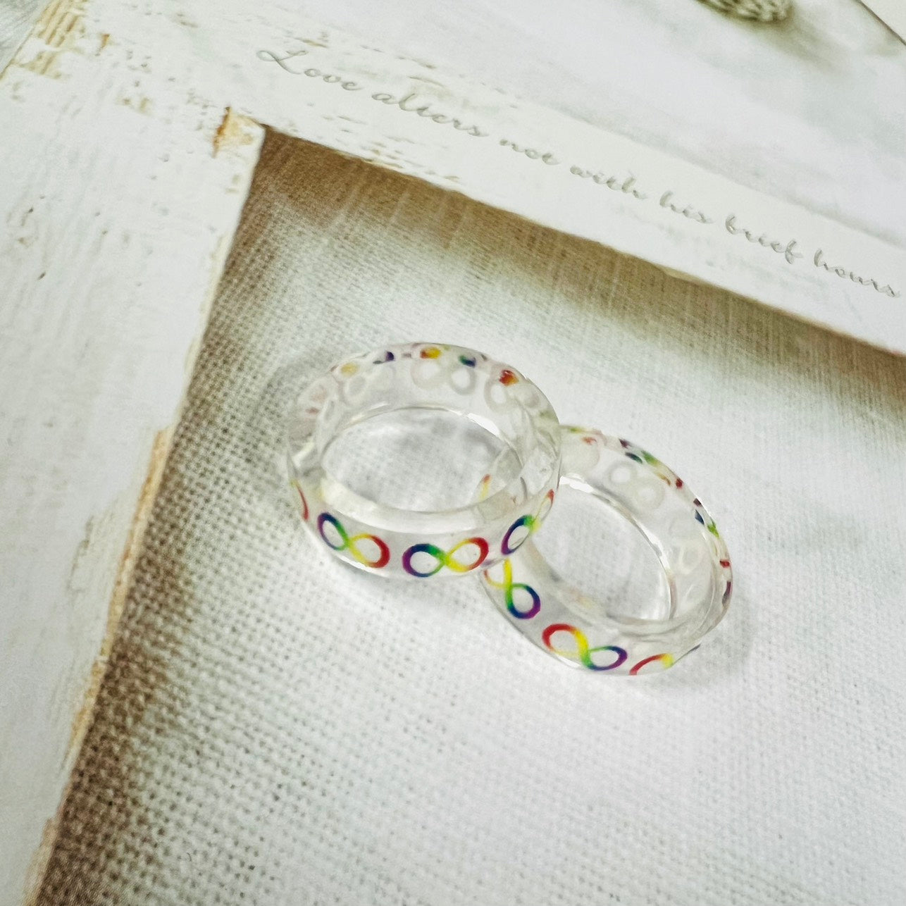 Autism Awareness Infinity Resin Ring Jewelry