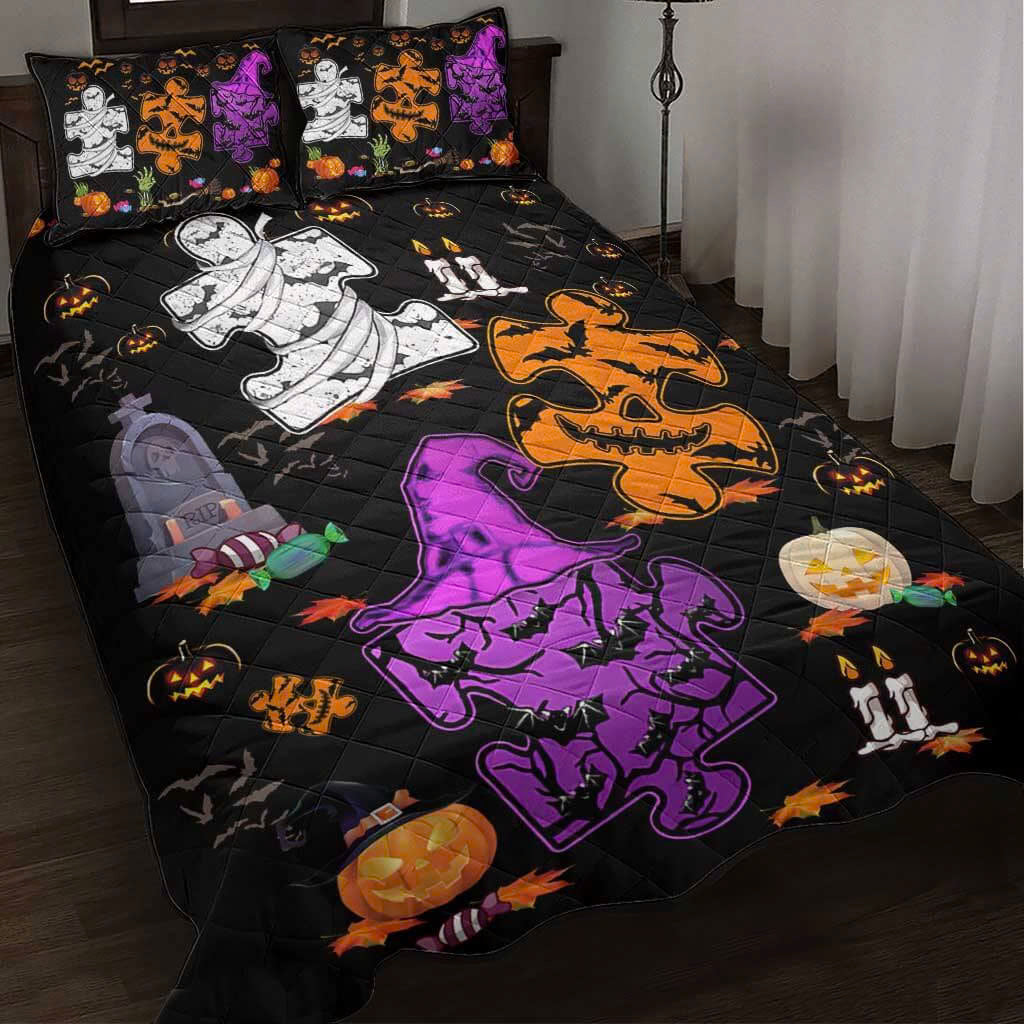 Autism Quilt Bedding Set: Happy Halloween