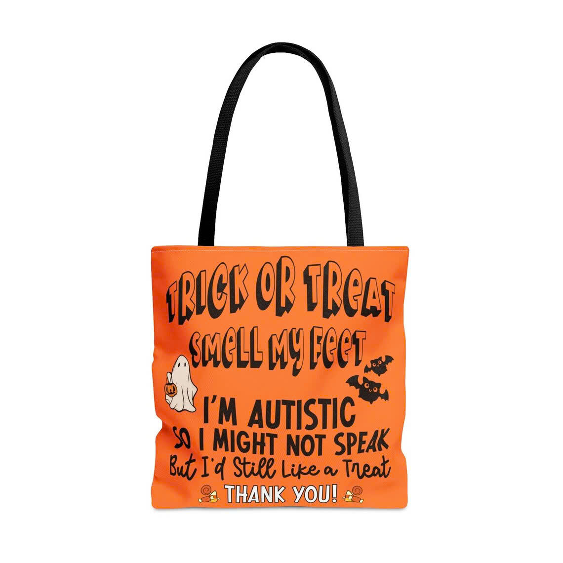 Autistic Kids Trick r Treat Halloween Candy Tote Bag Trick or Treat Halloween Tote Bag Nonverbal Child Autism Awareness Acceptance Halloween