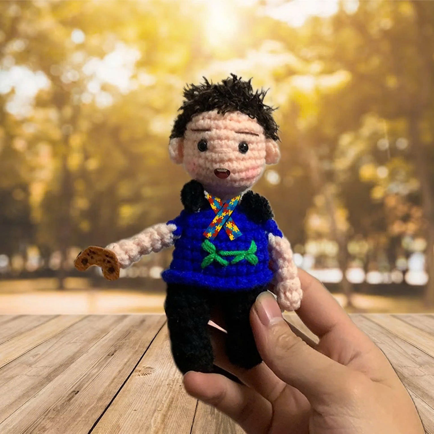 Personalized Crochet Doll with Photo Card "I Will Speak For You Autism Awareness"