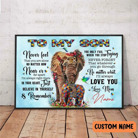 Loving Letter For Autism Son Poster Motivated Gift for Autism Son