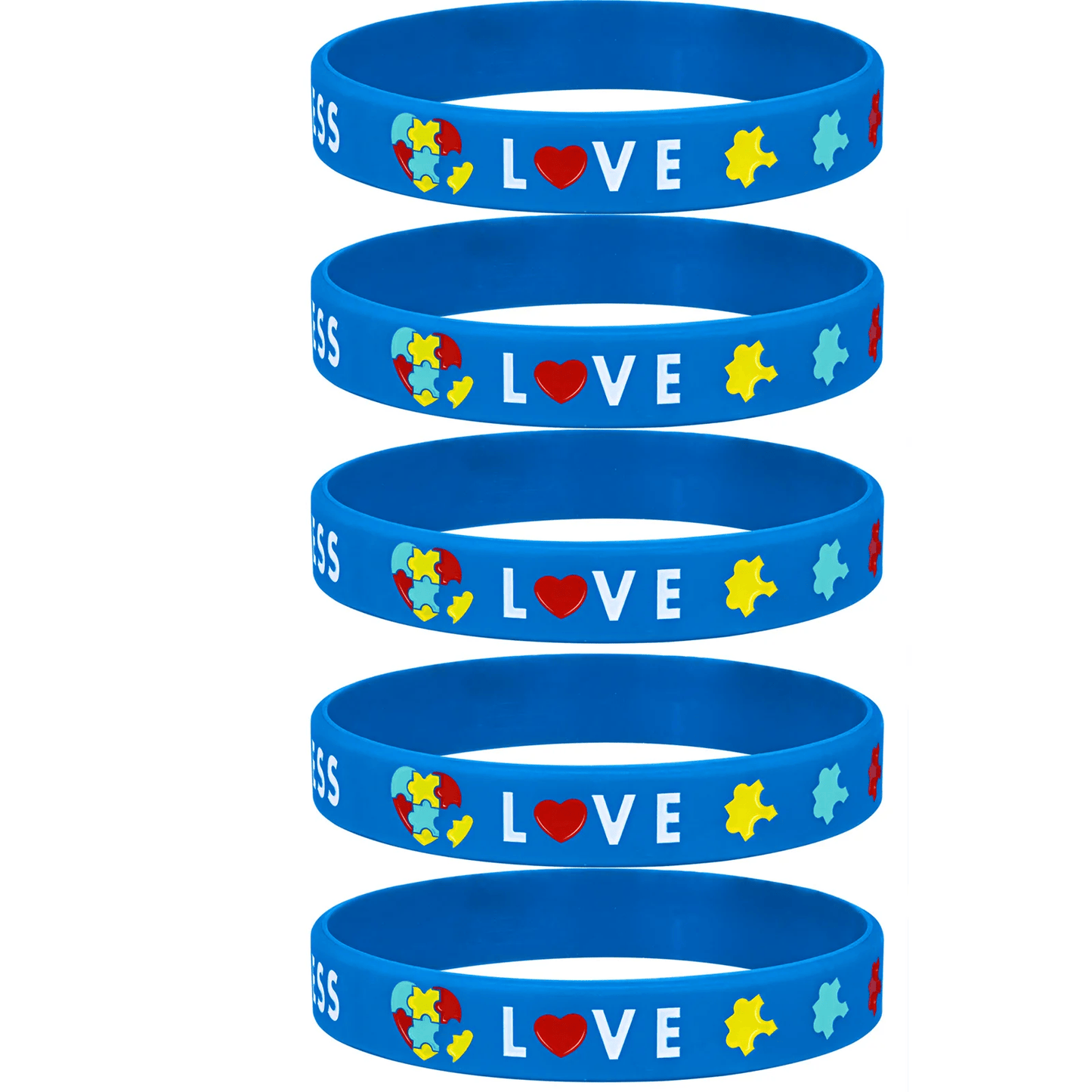 5/10 pcs Autism Silicone Bracelets for Men Women, 12mm Soft Rubber Silicone Love Puzzle Autism Awareness