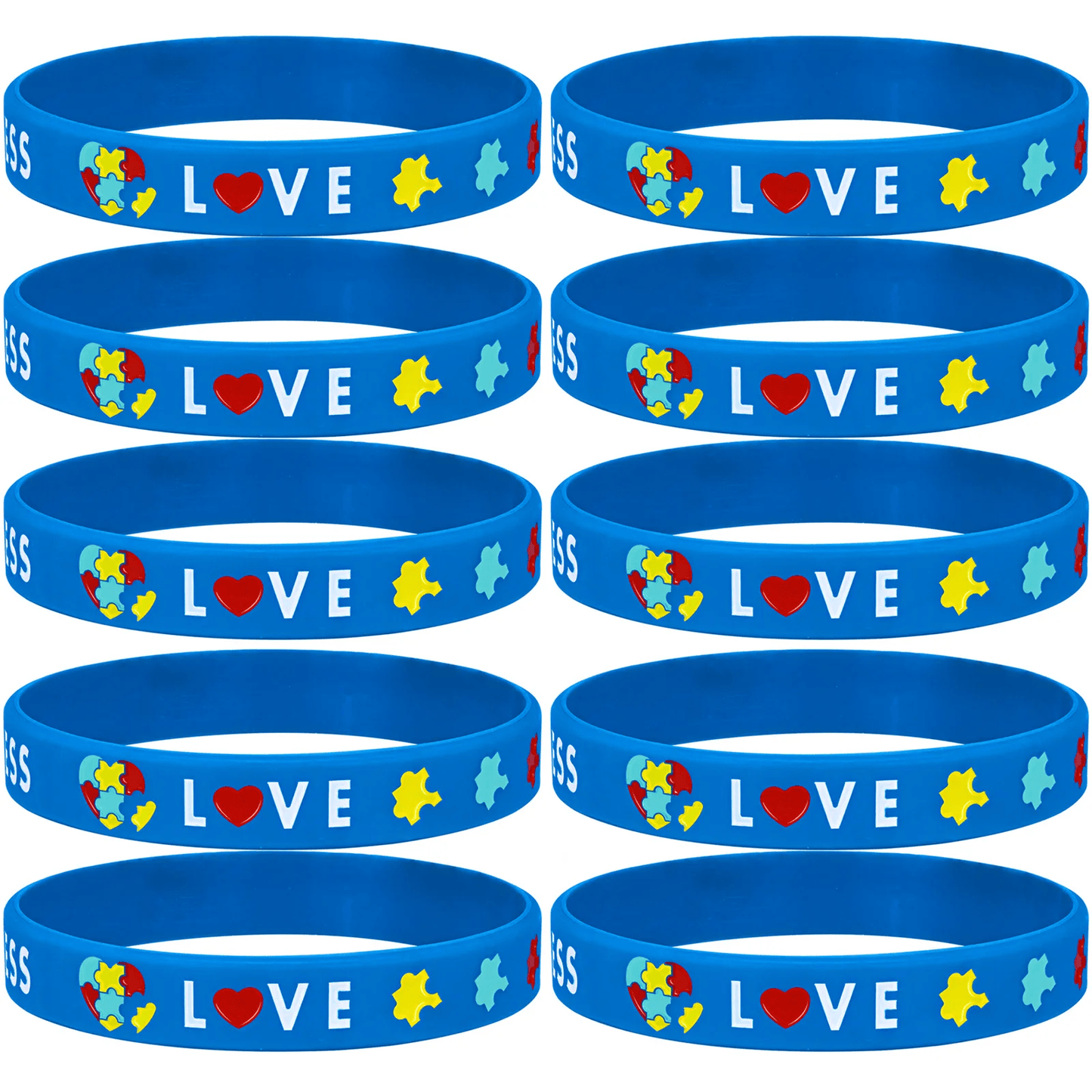 5/10 pcs Autism Silicone Bracelets for Men Women, 12mm Soft Rubber Silicone Love Puzzle Autism Awareness