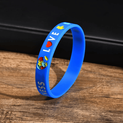 5/10 pcs Autism Silicone Bracelets for Men Women, 12mm Soft Rubber Silicone Love Puzzle Autism Awareness