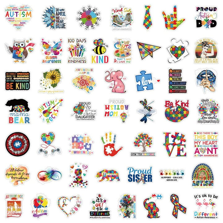 50pcs Autism Stickers Autism Awareness Scrapbook Waterproof Pvc Creative Phone Laptop Diy Car Decal Stickers Kids Toys