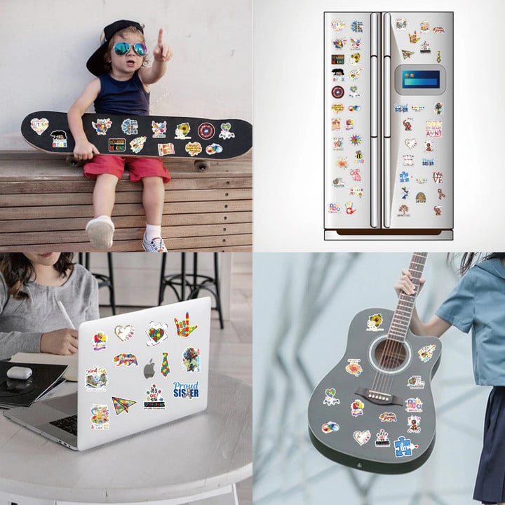 50pcs Autism Stickers Autism Awareness Scrapbook Waterproof Pvc Creative Phone Laptop Diy Car Decal Stickers Kids Toys