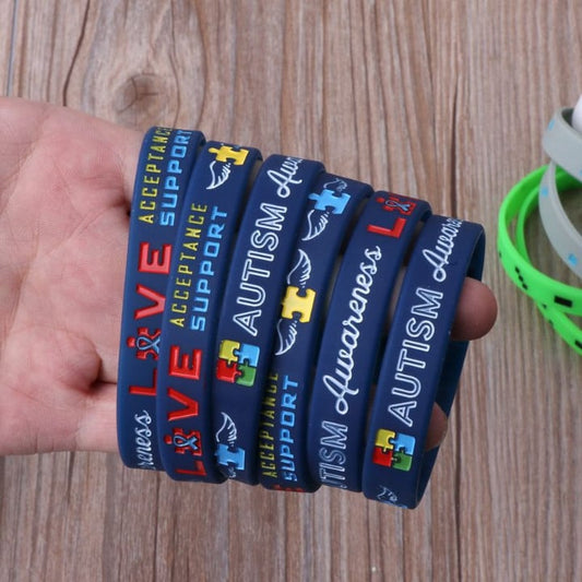 Pack Of 6 Autism Awareness Inspirational Silicone Wristbands  Bracelets