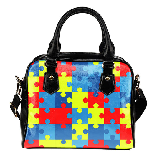 Autism Mom Purse Puzzle Piece Pattern Shoulder Bag