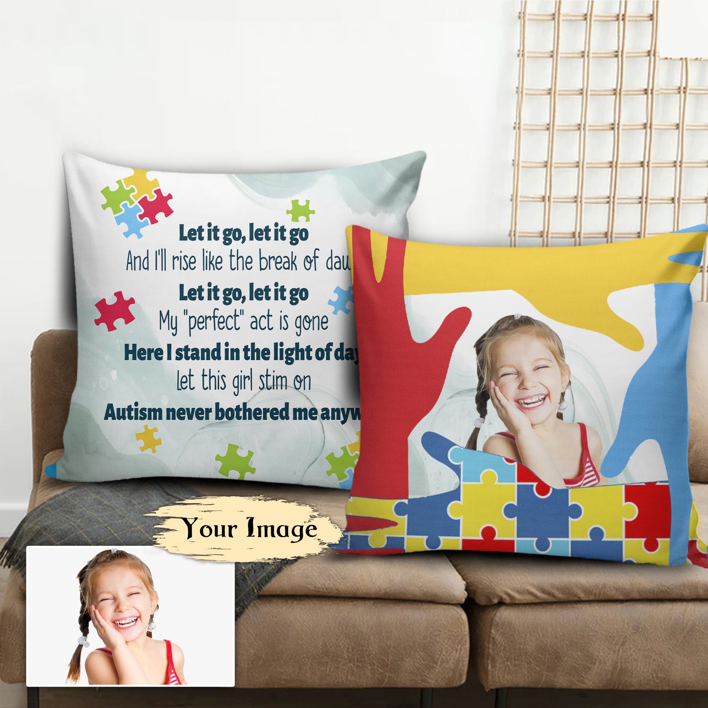 Custom Image Autism Let It Go Pillow Case