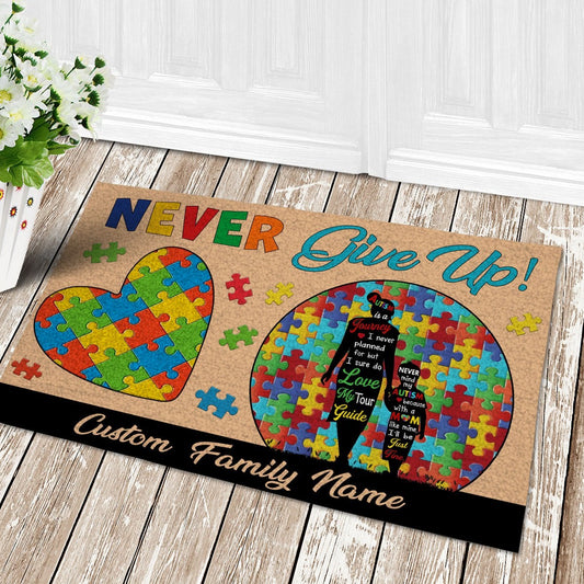 Personalized Autism Never Give Up Doormat